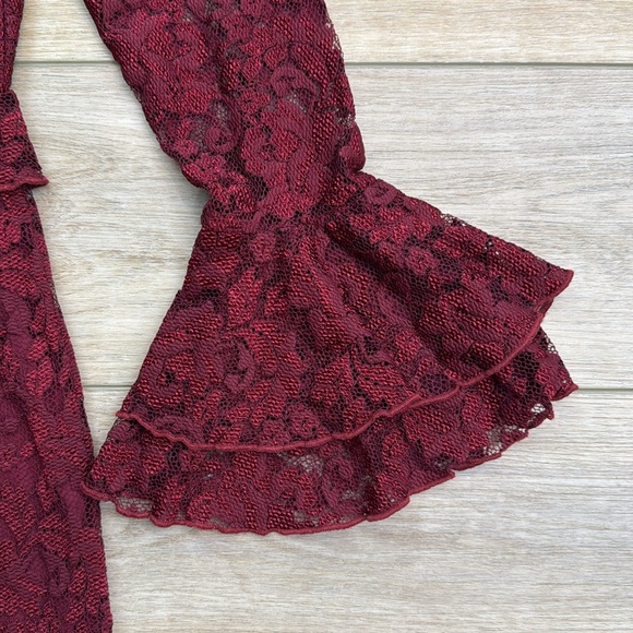 Saylor x FP Wine Devin Lace Mini Dress Dark Coquette Cocktail Party Date Night - Picture 11 of 16